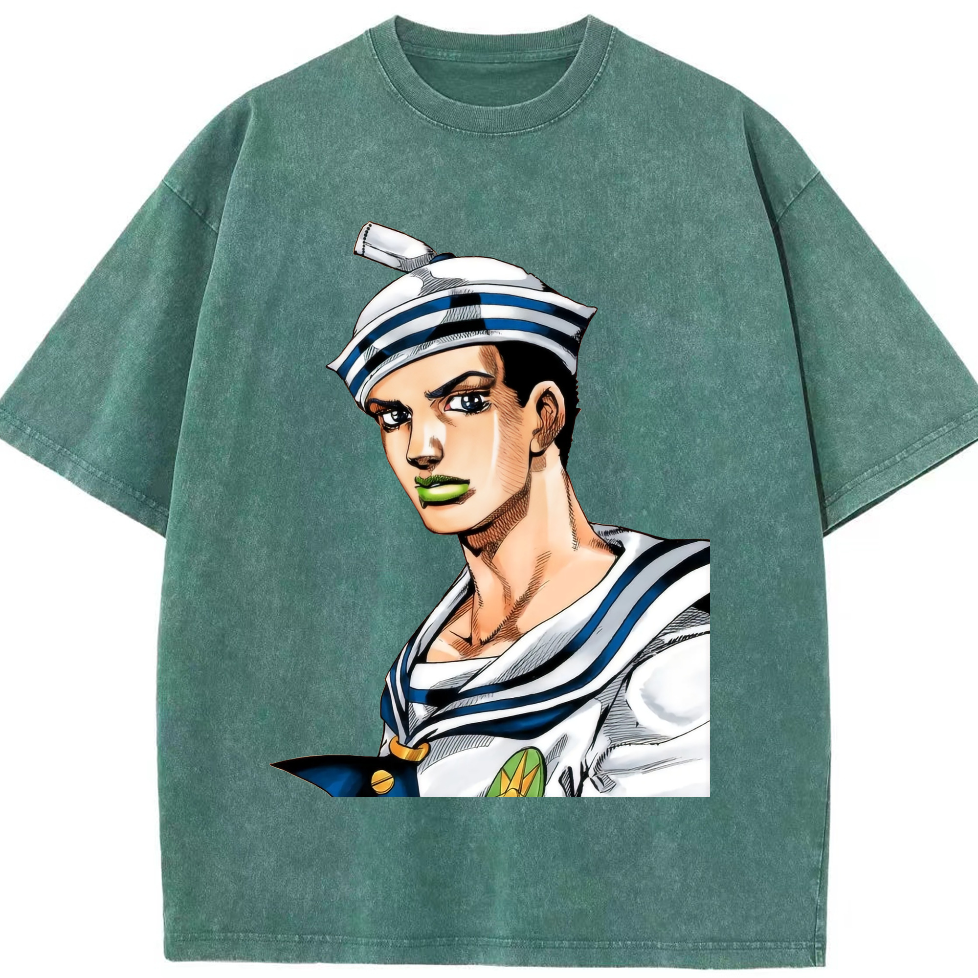 （画像用） ジョジョの奇妙な冒険 東方定助 JoJo's Bizarre Adventure Higashikata Josuke 綿100% ヴィンテージ風 半袖Tシャツ（フロントプリント）